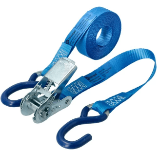 25mm Ratchet Strap with plastic coated 'S' Hook ends - 5mtr - Jackson Handling Ltd