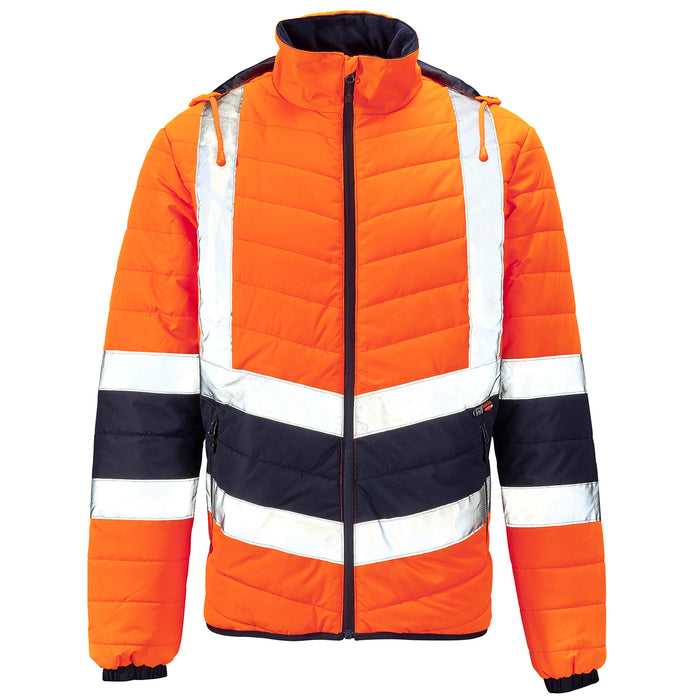 Hi Vis Orange 2 Tone Puffer Jacket