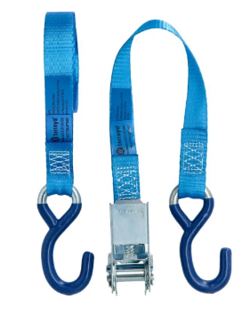 25mm Ratchet Strap with plastic coated 'S' Hook ends 3 - 5mtr