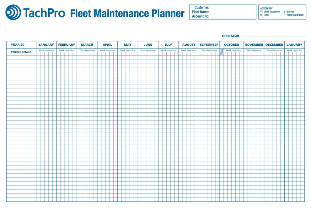 A1 Vehicle Maintenance & Record Wall Chart - Jackson Handling Ltd