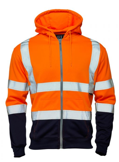 Hi Vis Orange 2 Tone Hooded Zipped Sweatshirt - Orange