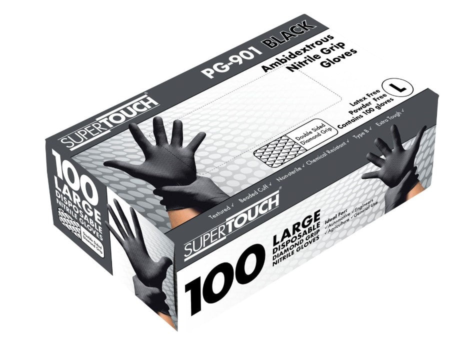 Diamond Grip Gloves Disposable Nitrile (100pcs per dispenser - 10 dispensers per case)