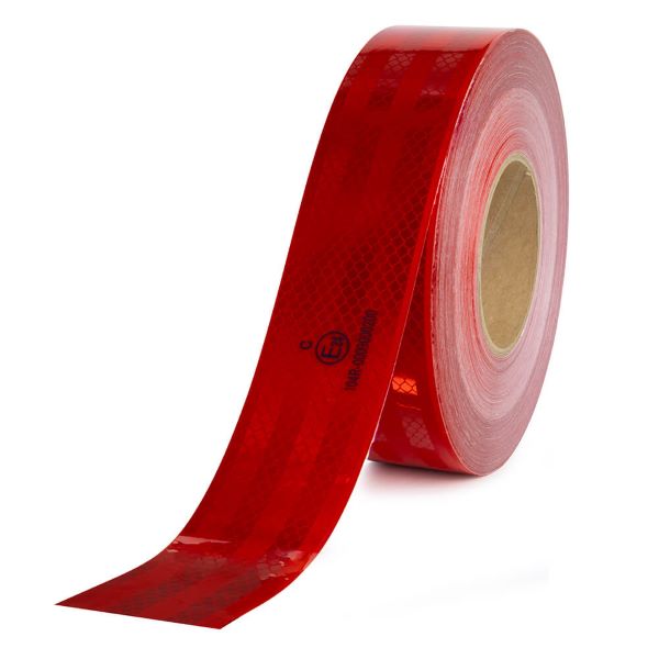 Red signaling reflective tape according to ECE 104 standard for optimal visibility
