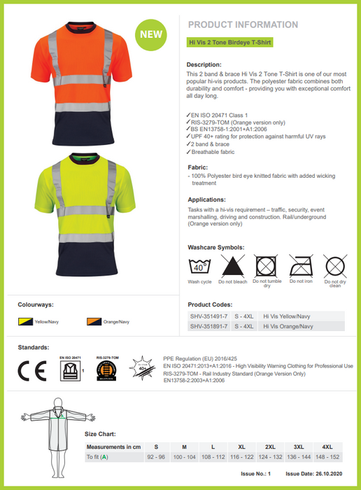 Hi-Vis 2 Tone Yellow T-Shirt - Yellow Product Info