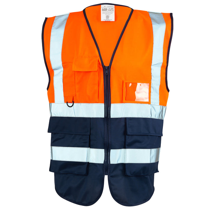Hi Vis Yellow 2 Tone Executive Vest Orange Navy