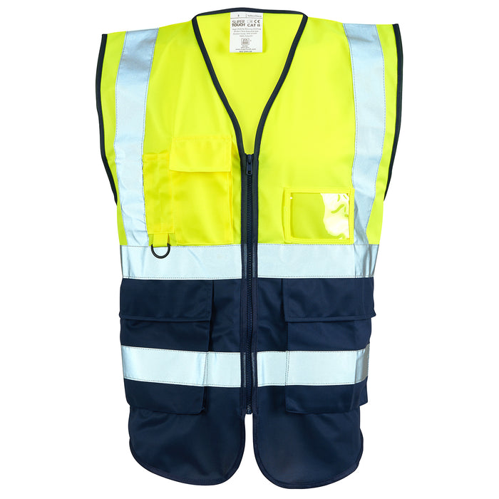 Hi Vis Yellow 2 Tone Executive Vest Yellow Navy