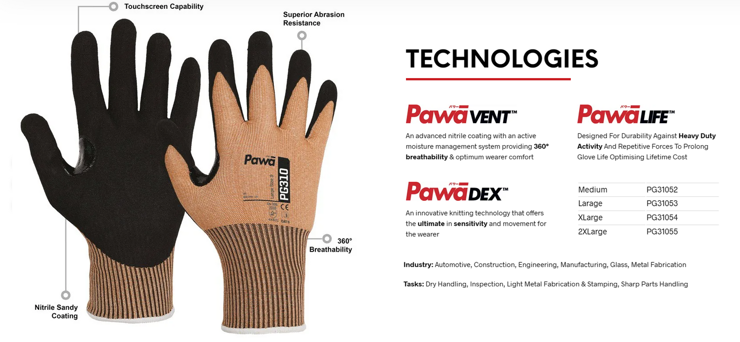 Pawa PG310 Cut-Resistant Gloves ( 12 pairs per bag )