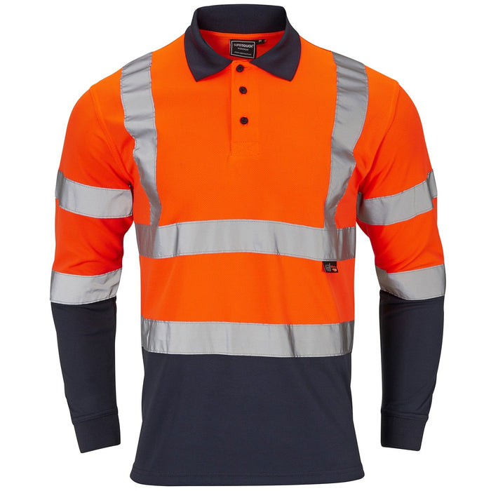 Hi - Vis 2 Tone Orange Long Sleeve Polo Shirt - Jackson Handling Ltd