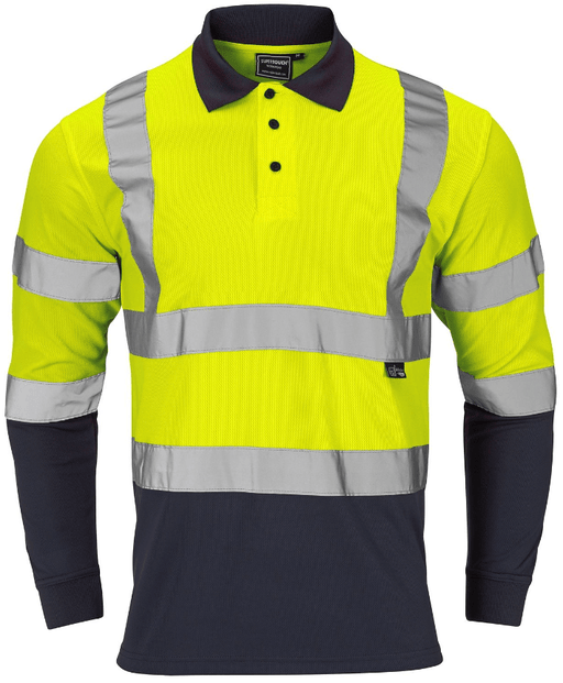 Hi - Vis 2 Tone Yellow Long Sleeve Polo Shirt - Yellow - Jackson Handling Ltd