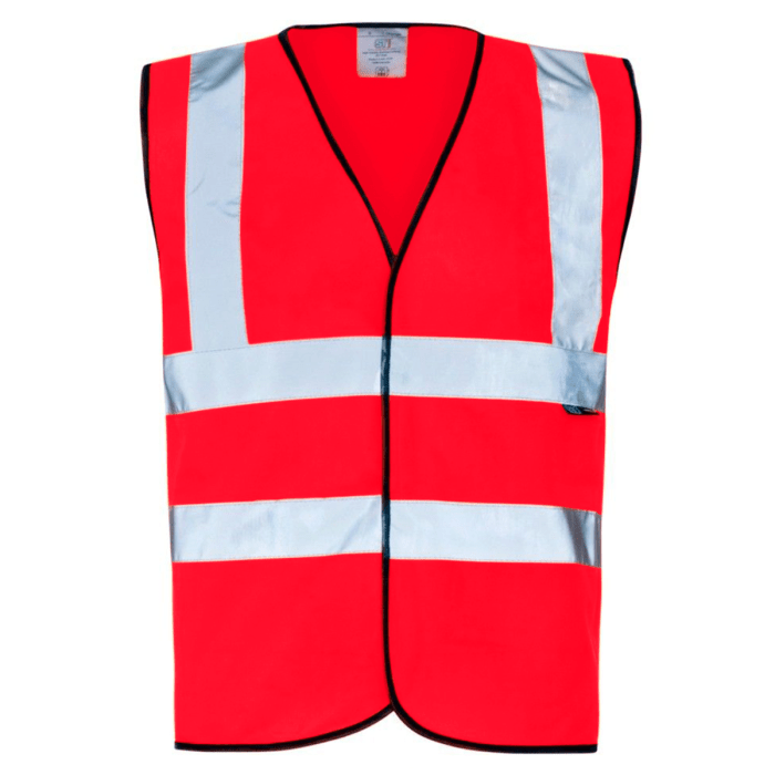 Hi Vis Red Long Sleeved Velcro Vest - Jackson Handling Ltd