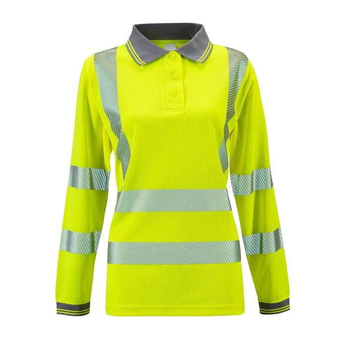 Ladies Hi Vis Savannah Birds Eye Long Sleeved Polo - Jackson Handling Ltd