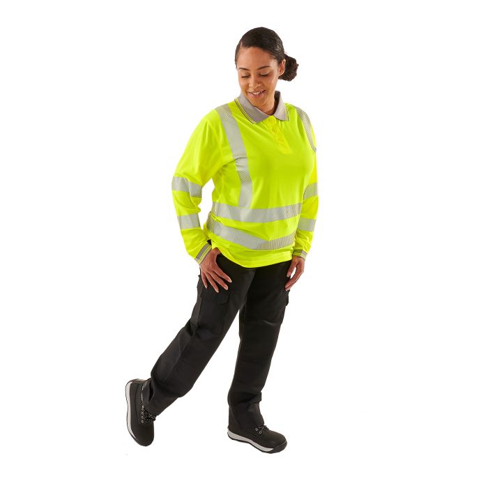 Ladies Hi Vis Savannah Birds Eye Long Sleeved Polo - Jackson Handling Ltd