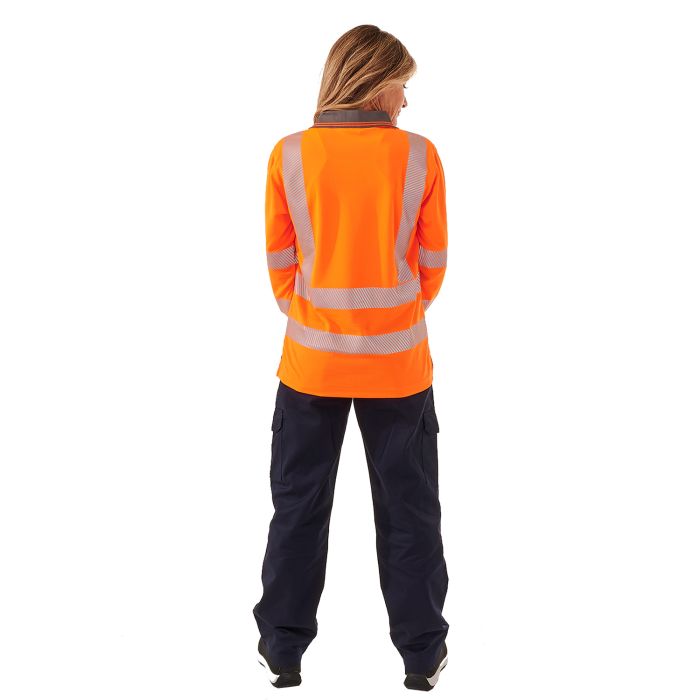 Ladies Hi Vis Savannah Birds Eye Long Sleeved Polo - Jackson Handling Ltd