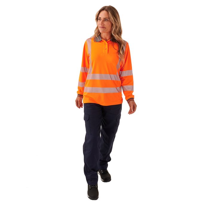 Ladies Hi Vis Savannah Birds Eye Long Sleeved Polo - Jackson Handling Ltd