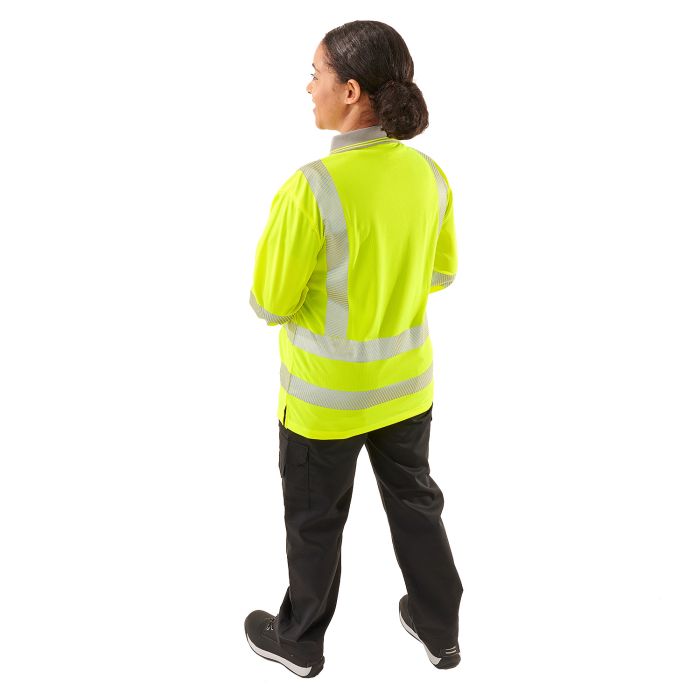 Ladies Hi Vis Savannah Birds Eye Long Sleeved Polo - Jackson Handling Ltd