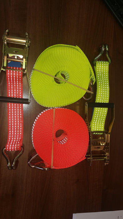 DAY GLO RATCHET STRAPS - with Hi-vis stitching