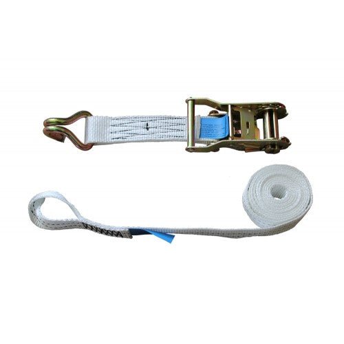 50MM WHITE RATCHET STRAP WITH CLAW HOOK AND LOOP - Jackson Handling Ltd