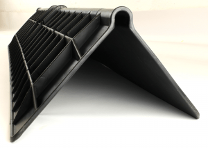 Long Heavy duty Corner Protector 800mm X 180mm X 140mm X 5mm Thickness Black with external ribs - Jackson Handling Ltd
