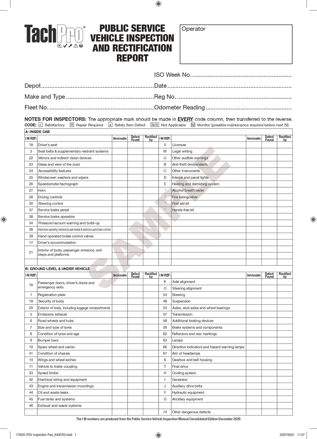 Psv Inspection Checklist PSV Inspection & Maintenance Pad - Jackson Handling Ltd