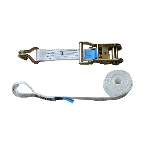 50MM WHITE RATCHET STRAP WITH CLAW HOOK AND LOOP
